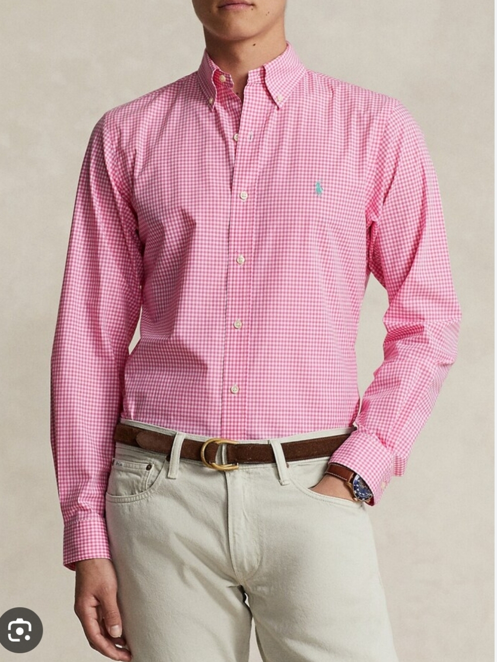 Polo by Ralph Lauren Rose Pink Poplin Gingham Button-Down Shirt Size XXL